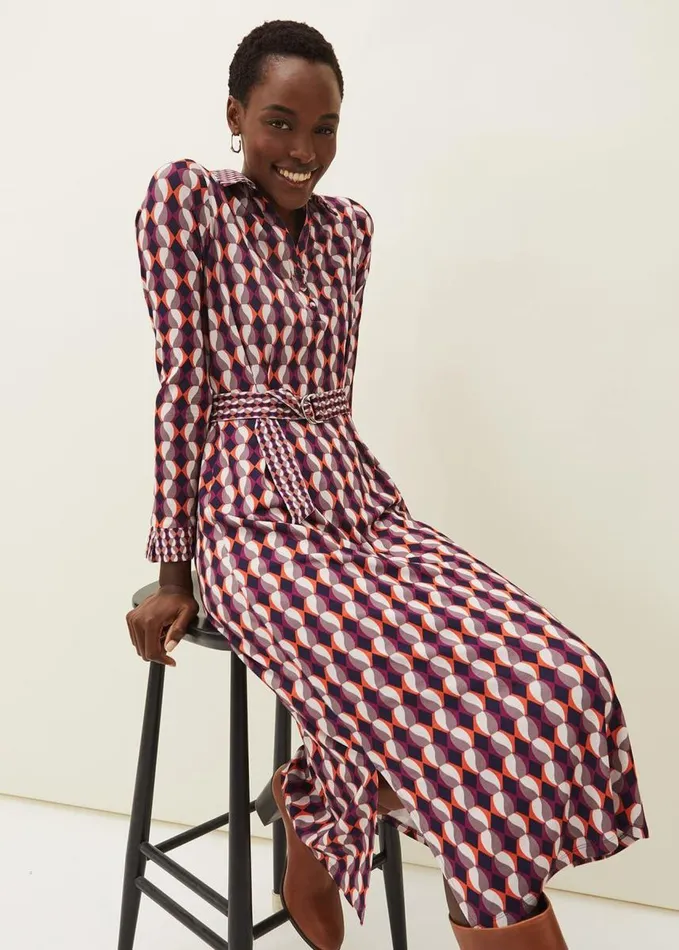 Phase Eight Elizza Geometric Print Dress Multicoloured Women Dresses