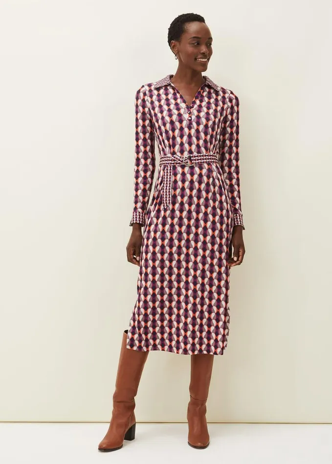Phase Eight Elizza Geometric Print Dress Multicoloured Women Dresses