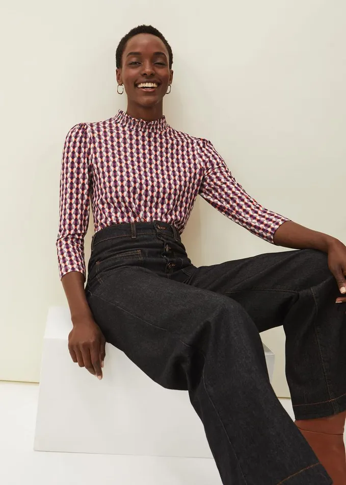 Phase Eight Elizza Geometric Print Top Multicoloured Women Tops and TShirts