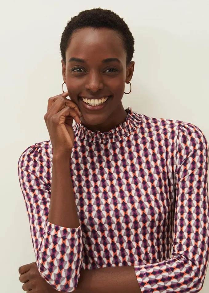 Phase Eight Elizza Geometric Print Top Multicoloured Women Tops and TShirts