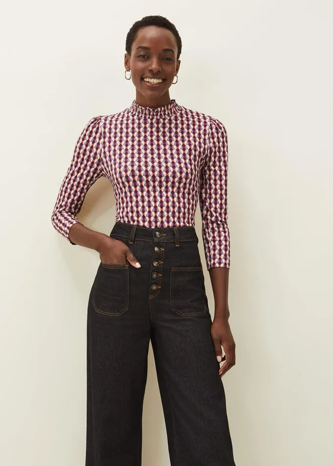 Phase Eight Elizza Geometric Print Top Multicoloured Women Tops and TShirts