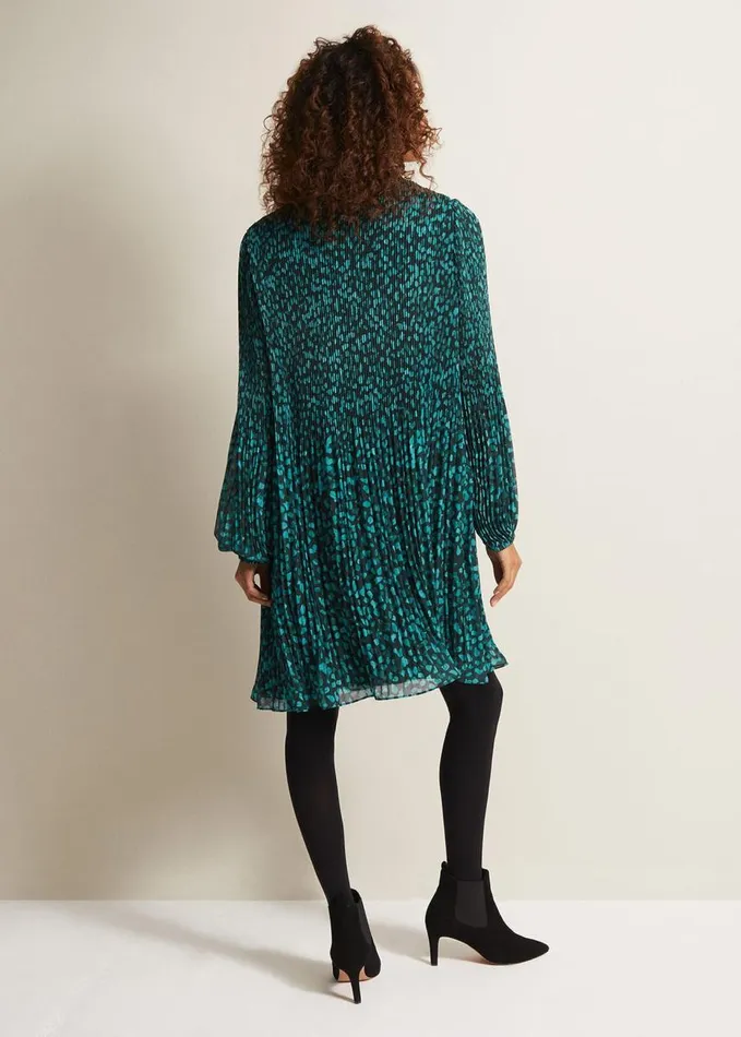 Phase Eight Ella Ditsy Pleated Mini Dress Green Women Dresses