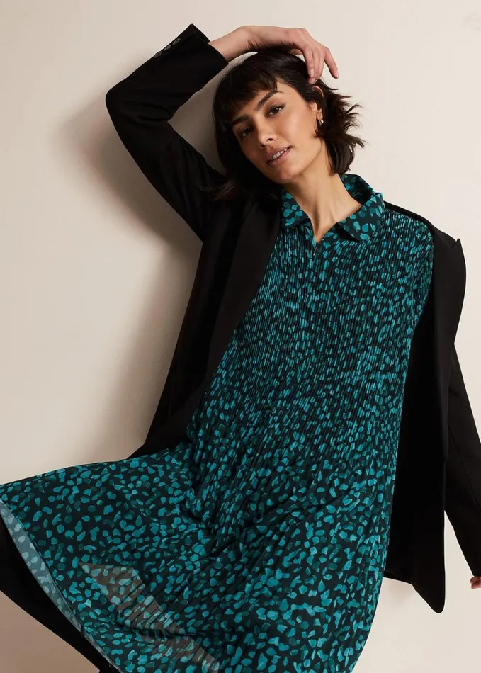 Phase Eight Ella Ditsy Pleated Mini Dress Green Women Dresses
