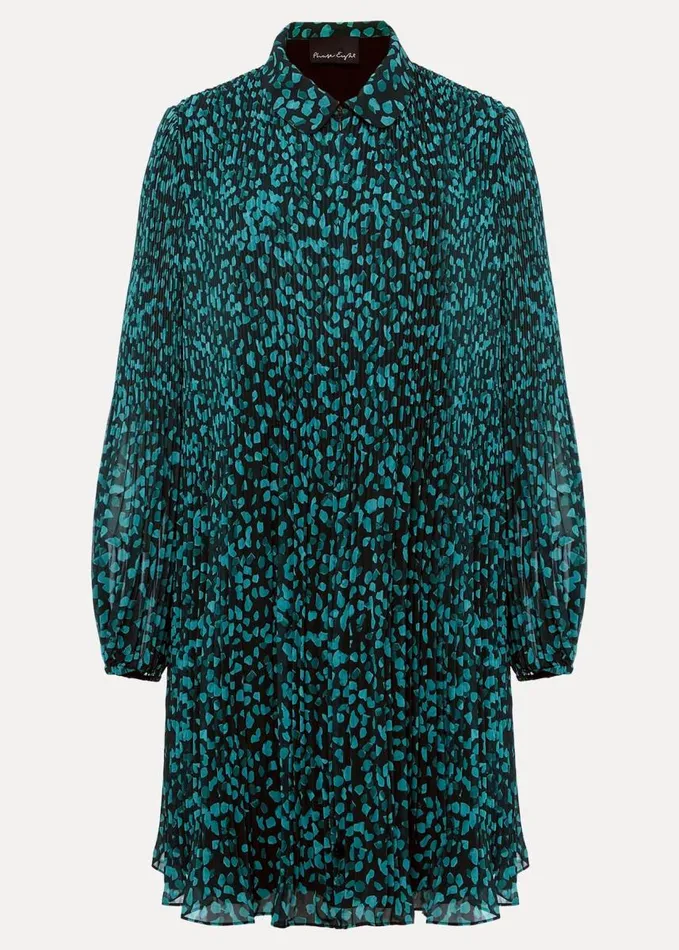 Phase Eight Ella Ditsy Pleated Mini Dress Green Women Dresses
