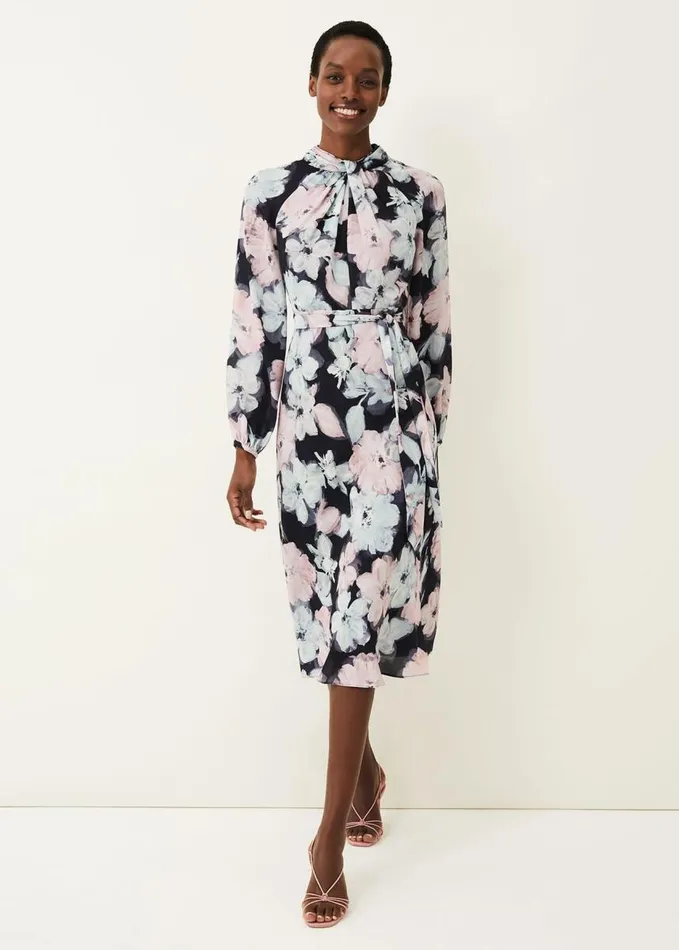 Phase Eight Ella Floral Print Dress Navy Multi Women Dresses