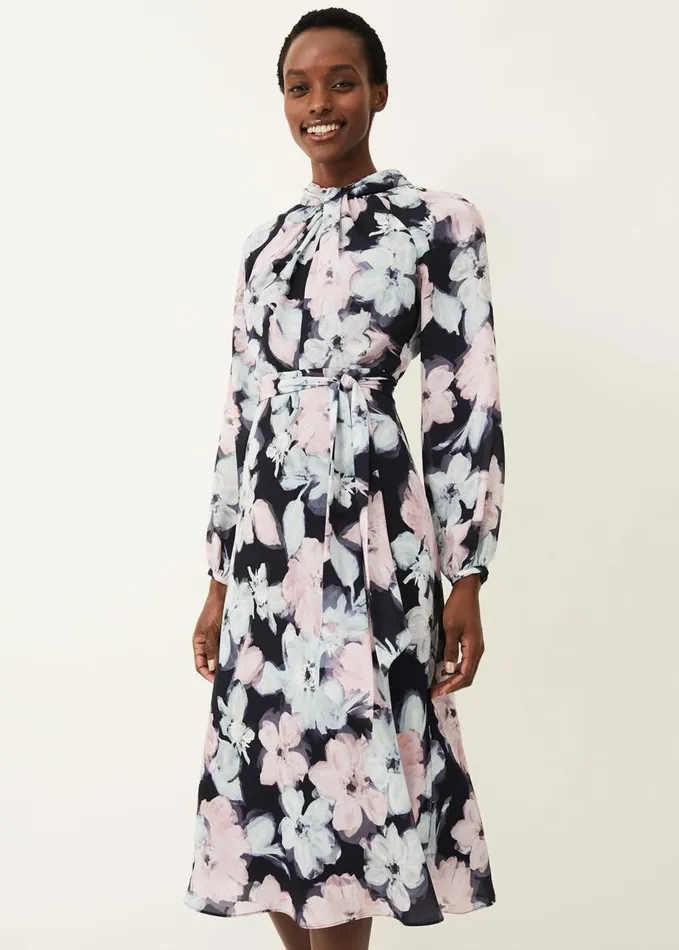 Phase Eight Ella Floral Print Dress Navy Multi Women Dresses