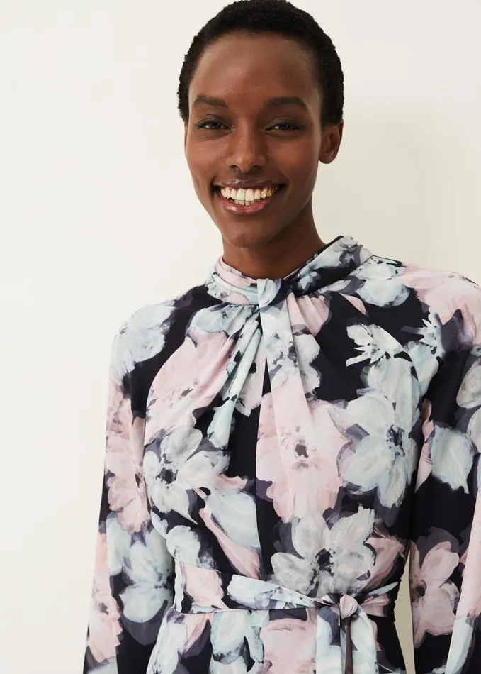 Phase Eight Ella Floral Print Dress Navy Multi Women Dresses