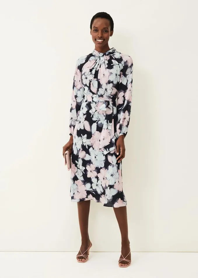 Phase Eight Ella Floral Print Dress Navy Multi Women Dresses