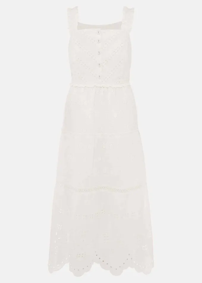 Phase Eight Ellie Broderie Midi Dress White Women Dresses