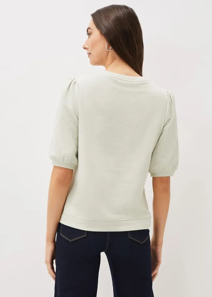 Phase Eight Ellis Short Sleeve Sweat Top Soft Sage Women Tops and TShirts
