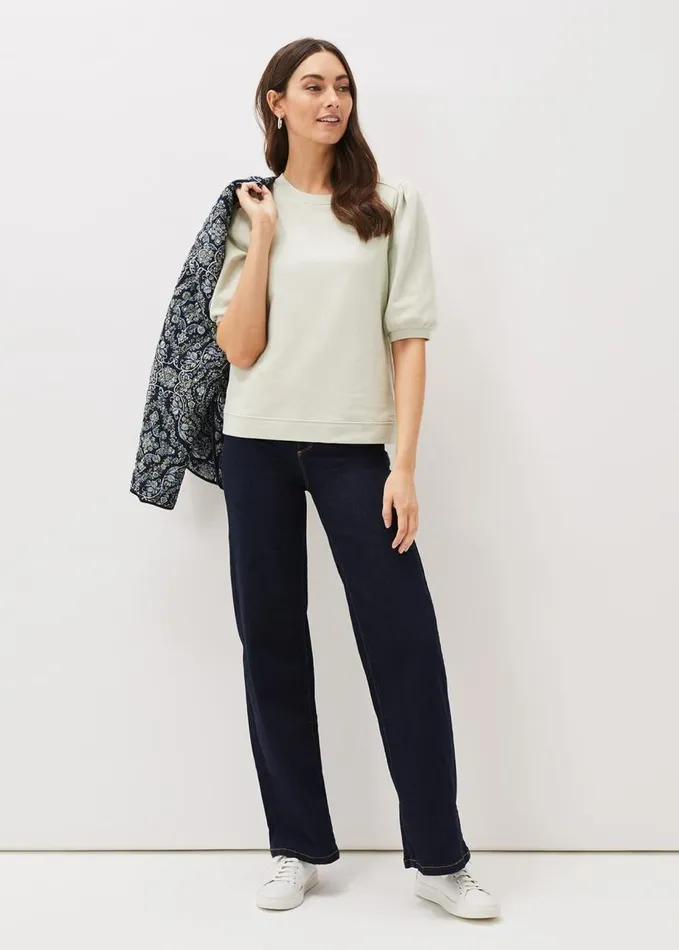 Phase Eight Ellis Short Sleeve Sweat Top Soft Sage Women Tops and TShirts
