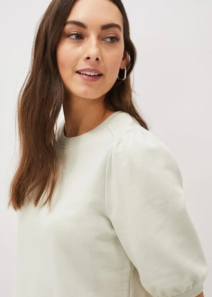 Phase Eight Ellis Short Sleeve Sweat Top Soft Sage Women Tops and TShirts