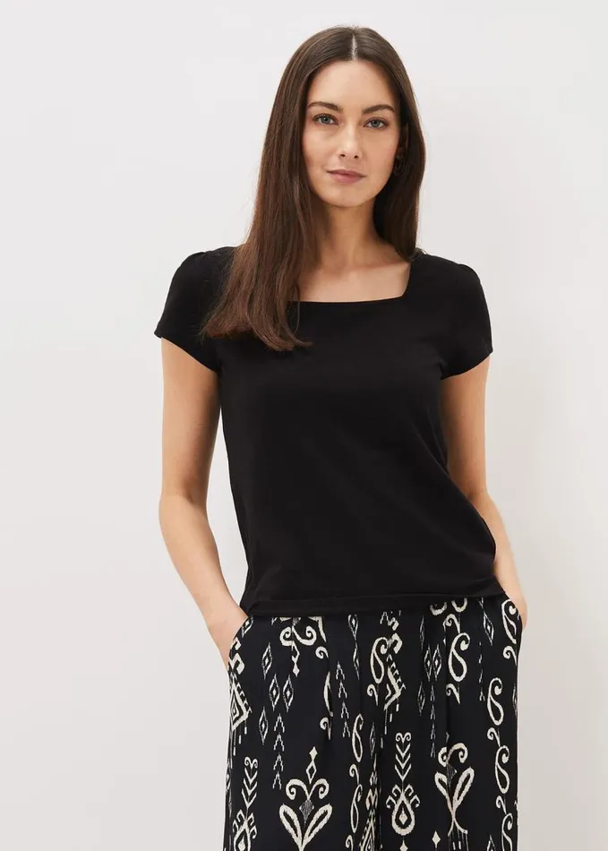 Phase Eight Elspeth Square Neck Top Black Women Tops and TShirts