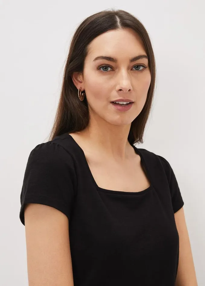 Phase Eight Elspeth Square Neck Top Black Women Tops and TShirts