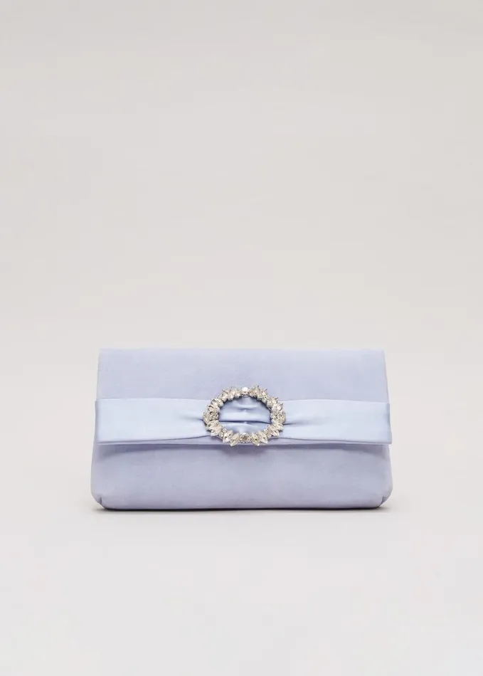 Phase Eight Embellished Slim Clutch Bag Pale Blue Women Bags and Clutches