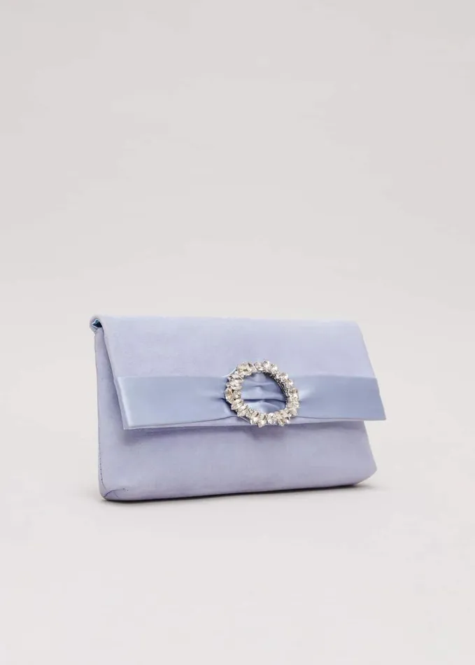 Phase Eight Embellished Slim Clutch Bag Pale Blue Women Bags and Clutches