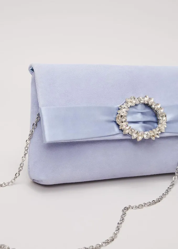 Phase Eight Embellished Slim Clutch Bag Pale Blue Women Bags and Clutches