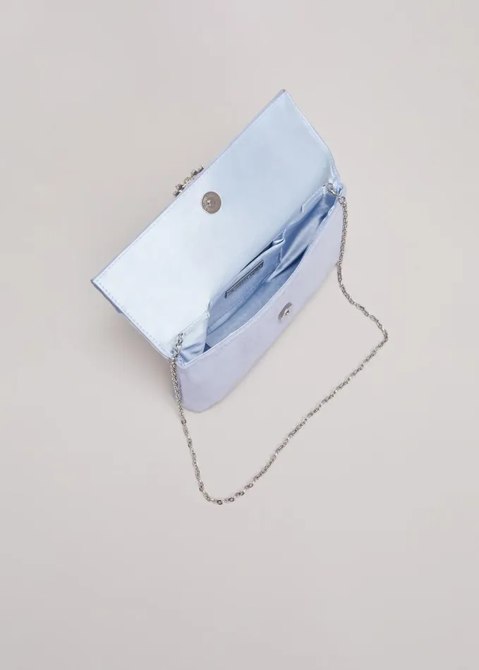 Phase Eight Embellished Slim Clutch Bag Pale Blue Women Bags and Clutches