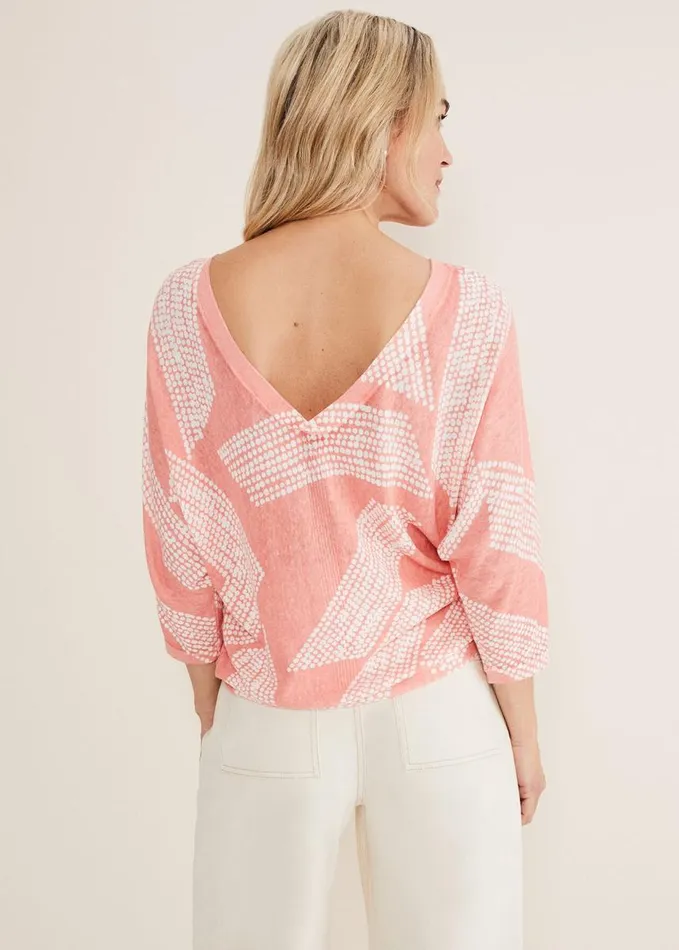 Phase Eight Emma Diagonal Dot Print Knit Coralivory Women Knitwear
