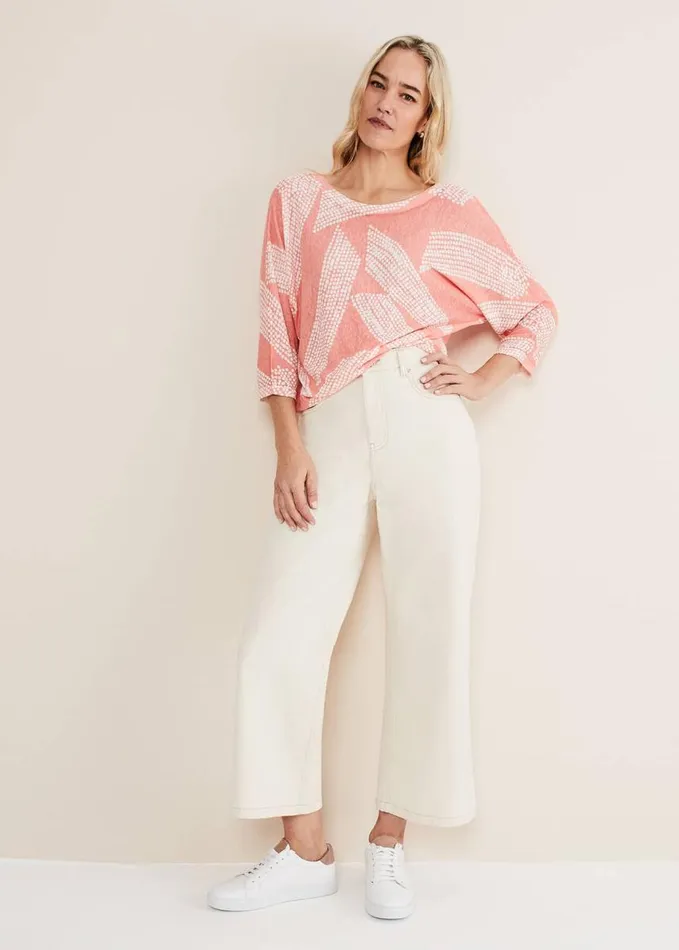Phase Eight Emma Diagonal Dot Print Knit Coralivory Women Knitwear