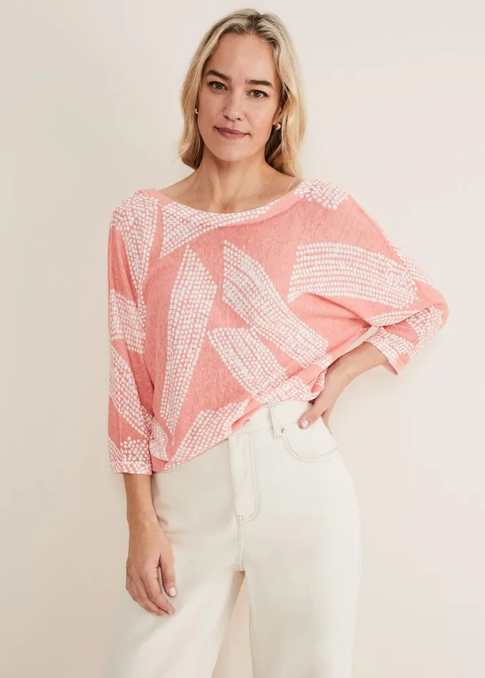 Phase Eight Emma Diagonal Dot Print Knit Coralivory Women Knitwear