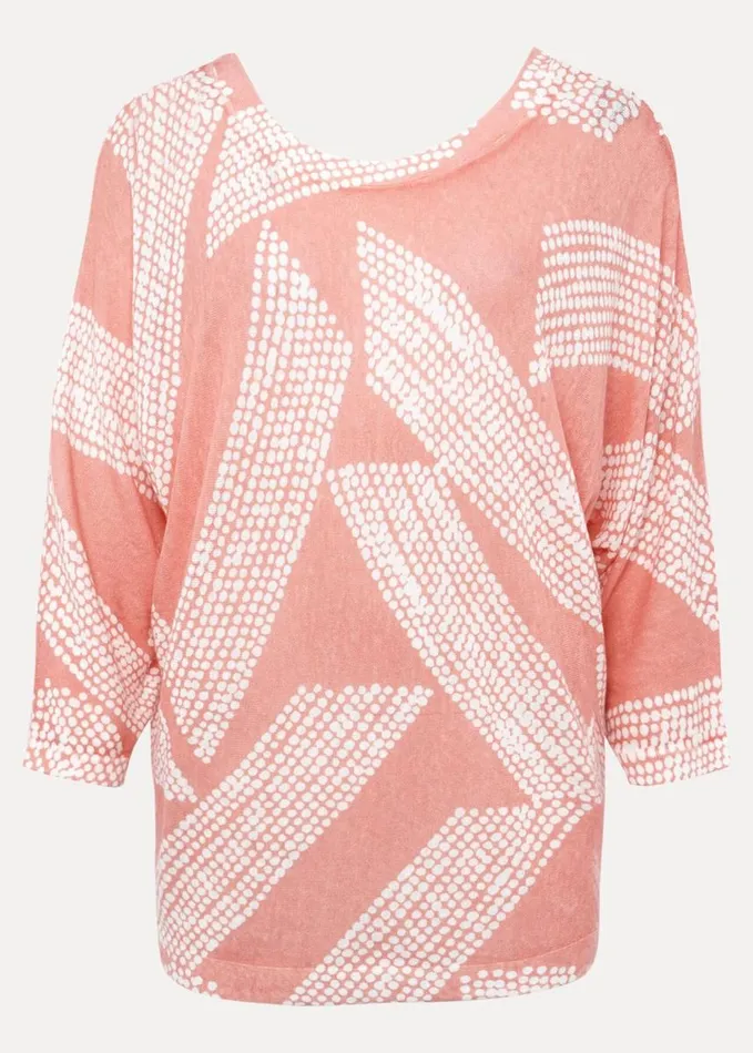 Phase Eight Emma Diagonal Dot Print Knit Coralivory Women Knitwear