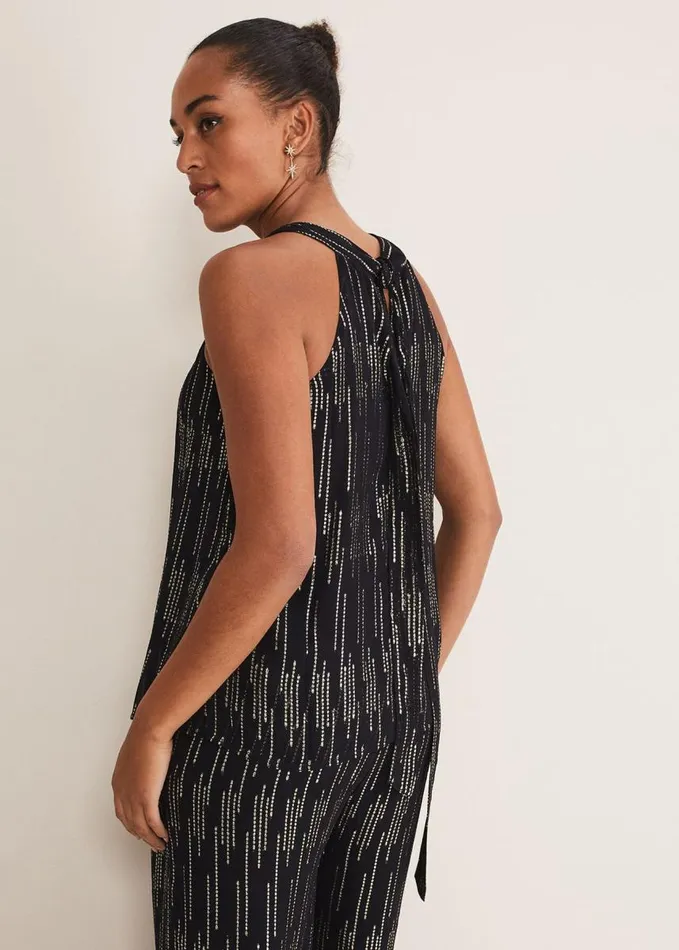 Phase Eight Eula Lurex Halterneck Top CoOrd Blackgold Women Tops and TShirts