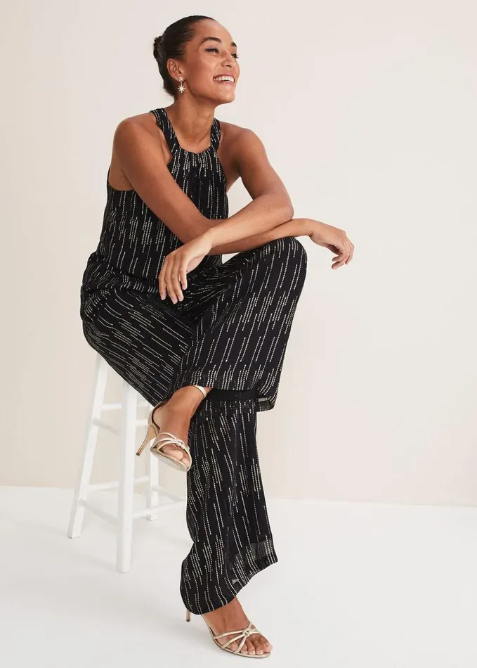 Phase Eight Eula Lurex Trouser CoOrd Blackgold Women Trousers