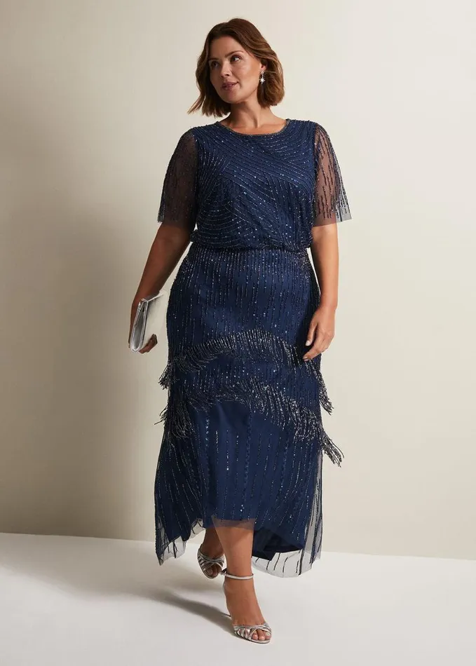 Phase Eight Evadine Beaded Maxi Dress Petrol Women Dresses