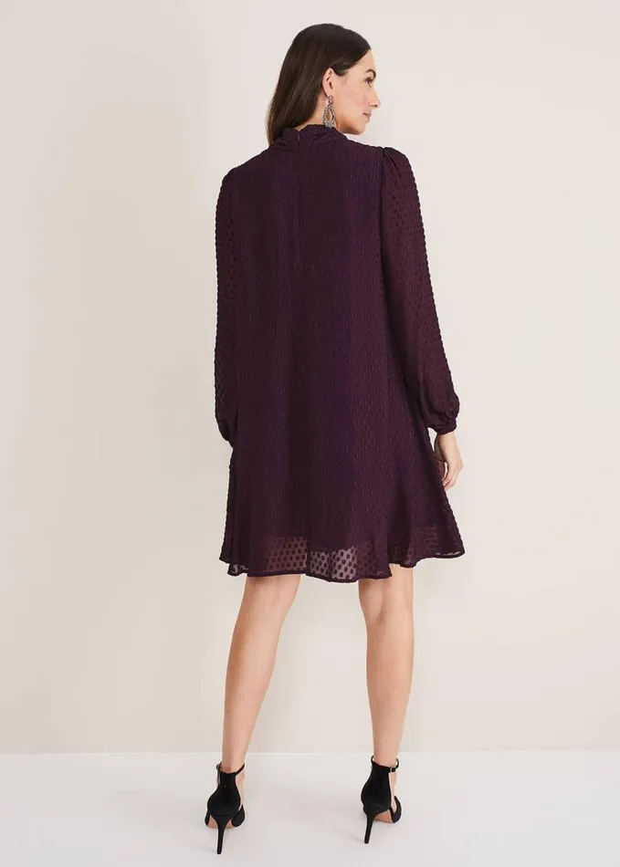 Phase Eight Everly Textured Swing Dress Plum Women Dresses