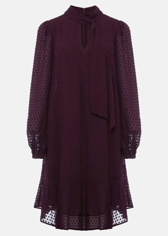 Phase Eight Everly Textured Swing Dress Plum Women Dresses