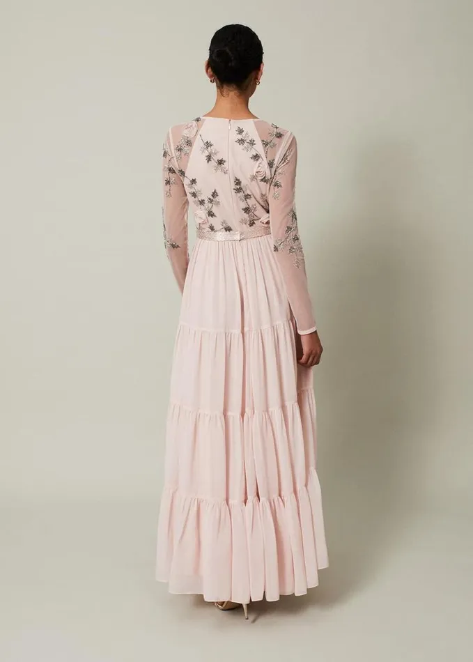 Phase Eight Florence Beaded Maxi Dress Antique Rose Women Dresses