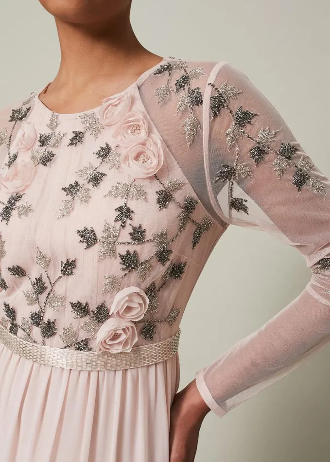 Phase Eight Florence Beaded Maxi Dress Antique Rose Women Dresses