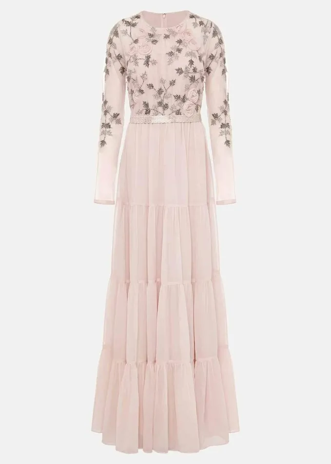 Phase Eight Florence Beaded Maxi Dress Antique Rose Women Dresses