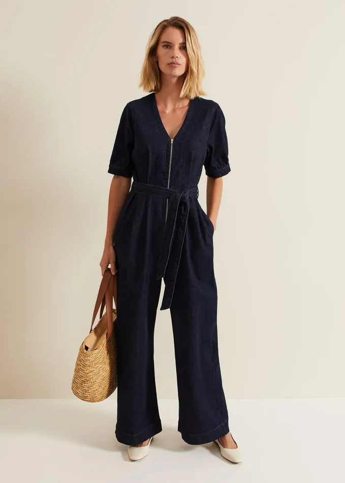 Phase Eight Florisa Denim Jumpsuit Mid Wash Women Dresses