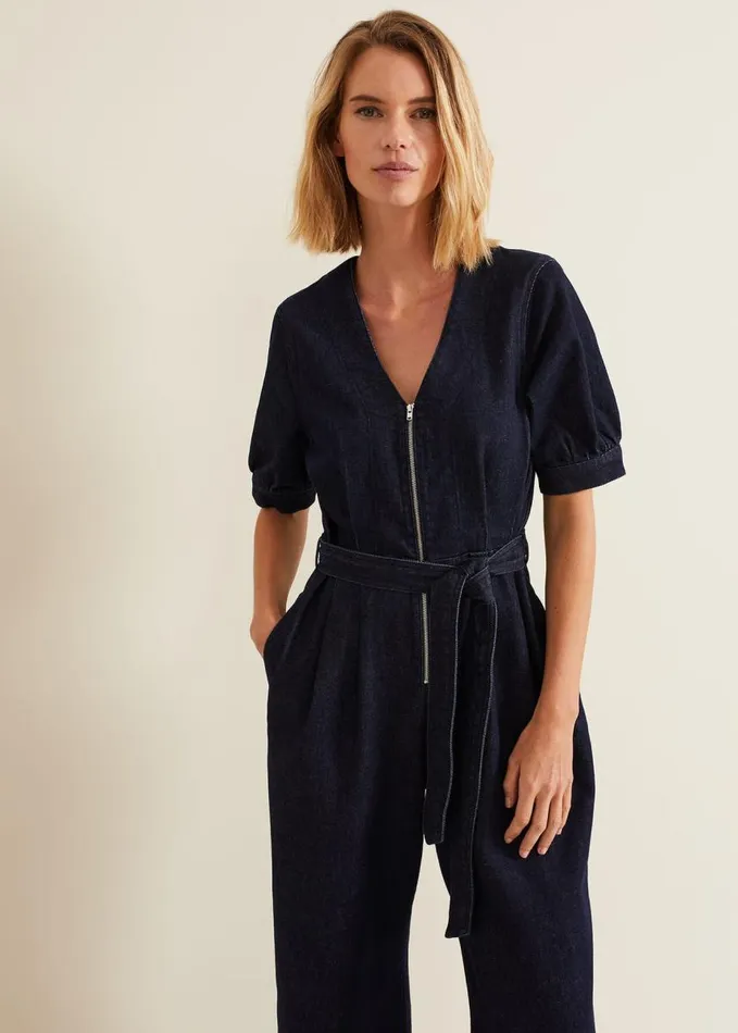 Phase Eight Florisa Denim Jumpsuit Mid Wash Women Dresses