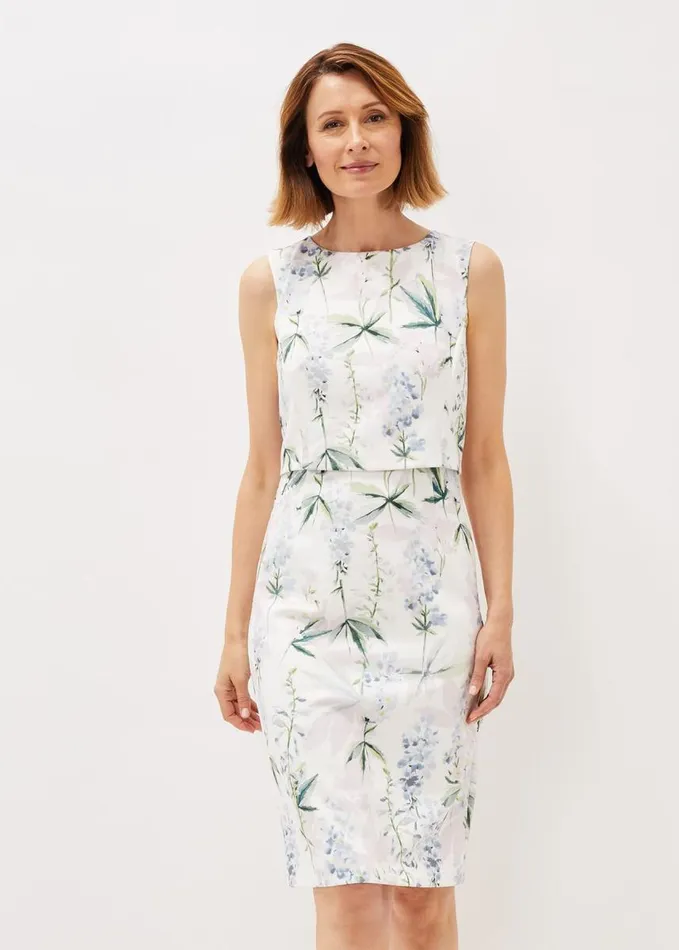 Phase Eight Francine Double Layer Scuba Dress Ivory Multi Women Dresses
