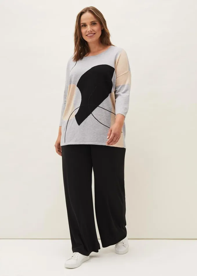 Phase Eight Francis Abstract Print Knit Jumper Grey Multi Women Knitwear