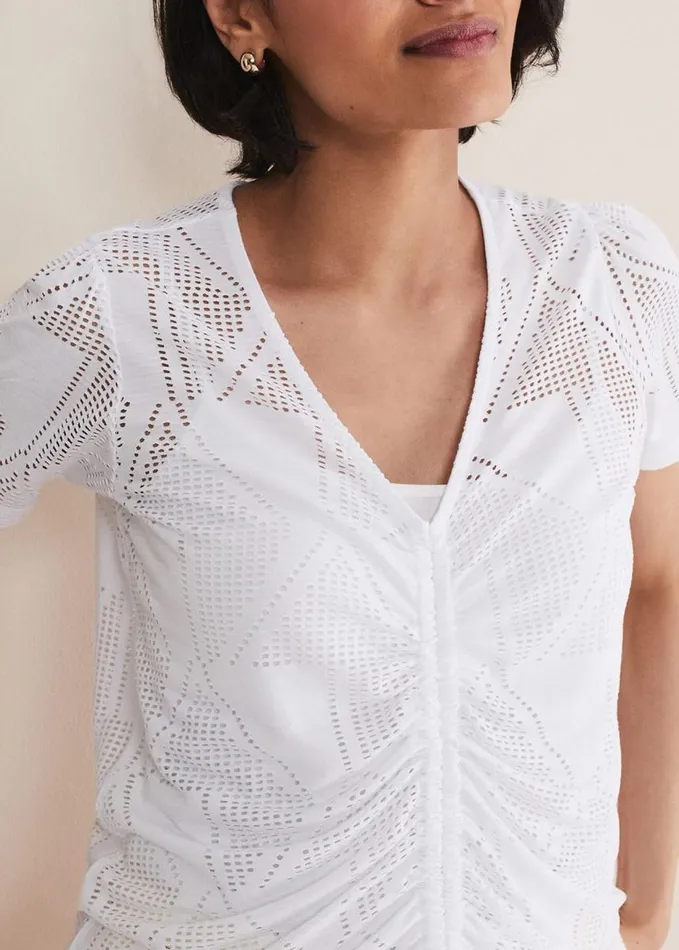 Phase Eight Gemima Ruched Front Top White Women Tops and TShirts