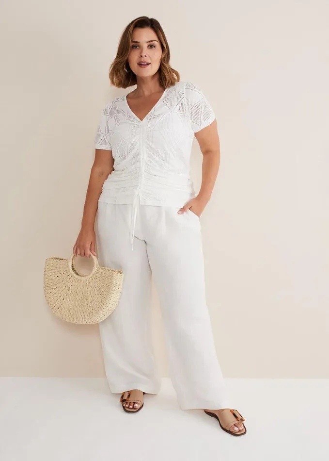 Phase Eight Gemima Ruched Front Top White Women Tops and TShirts