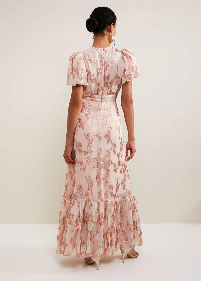 Phase Eight Genette Jacquard Maxi Dress Pale Pink Women Dresses