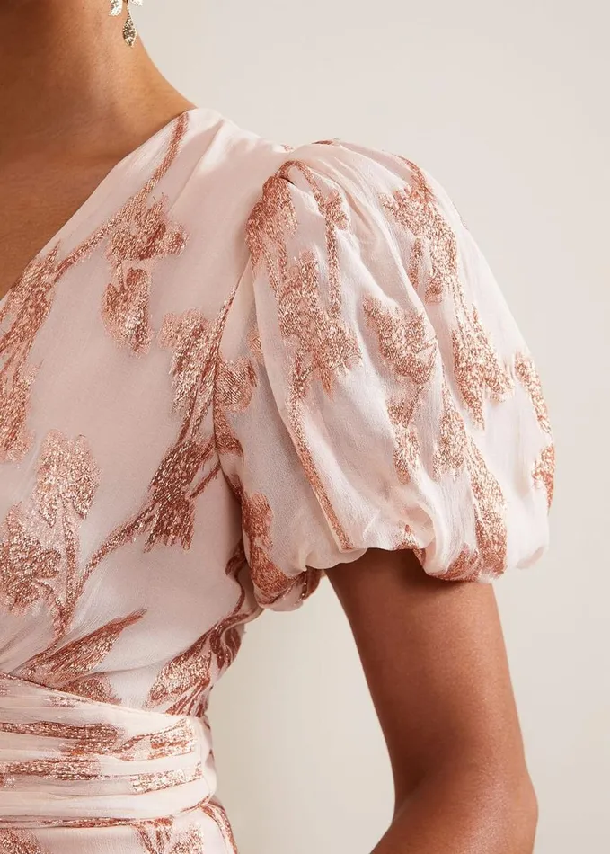 Phase Eight Genette Jacquard Maxi Dress Pale Pink Women Dresses