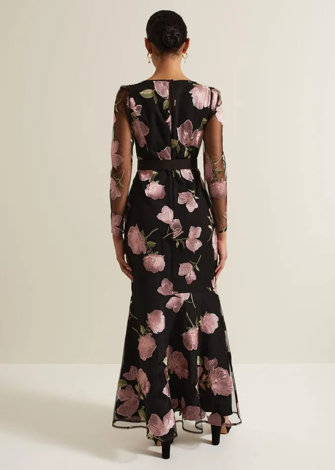 Phase Eight Genny Floral Print Embroidered Maxi Dres Multicoloured Women Dresses