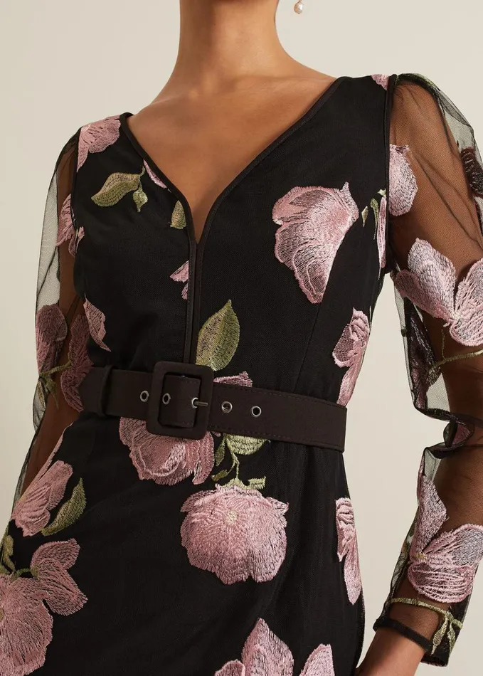 Phase Eight Genny Floral Print Embroidered Maxi Dres Multicoloured Women Dresses