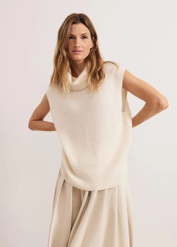 Phase Eight Ginny Ivory Cowl Neck Tabard Winter White Women Knitwear
