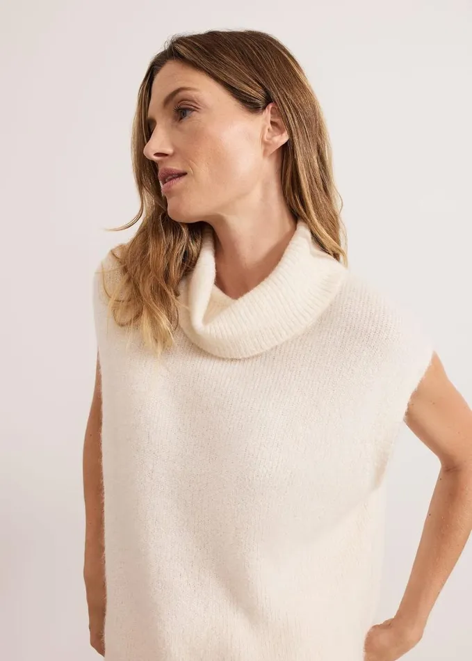 Phase Eight Ginny Ivory Cowl Neck Tabard Winter White Women Knitwear
