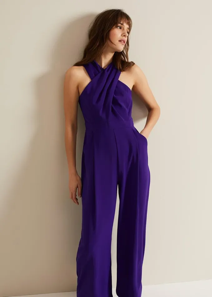 Phase Eight Giorgia Cross Neck Jumpsuit Violet Women Dresses