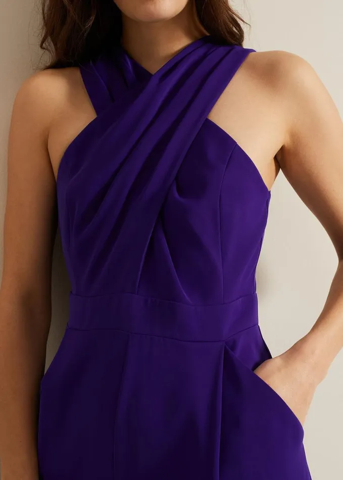 Phase Eight Giorgia Cross Neck Jumpsuit Violet Women Dresses