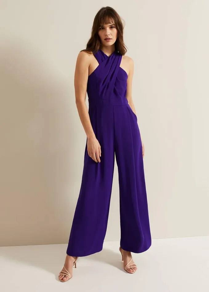 Phase Eight Giorgia Cross Neck Jumpsuit Violet Women Dresses