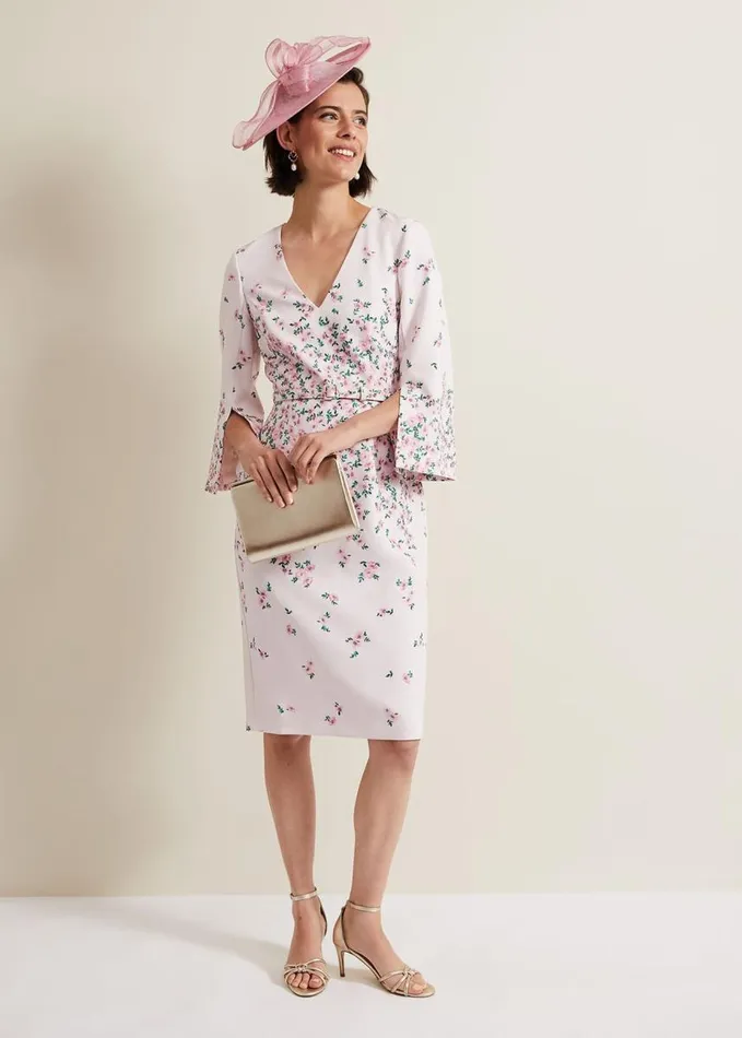 Phase Eight Giovanna Floral Belted Split Sleeve Dress Multicoloured Women Dresses